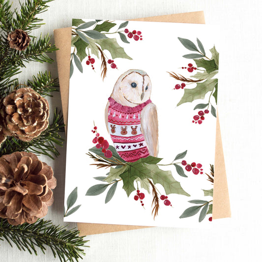 Festive Owl Card | Christmas Jumper