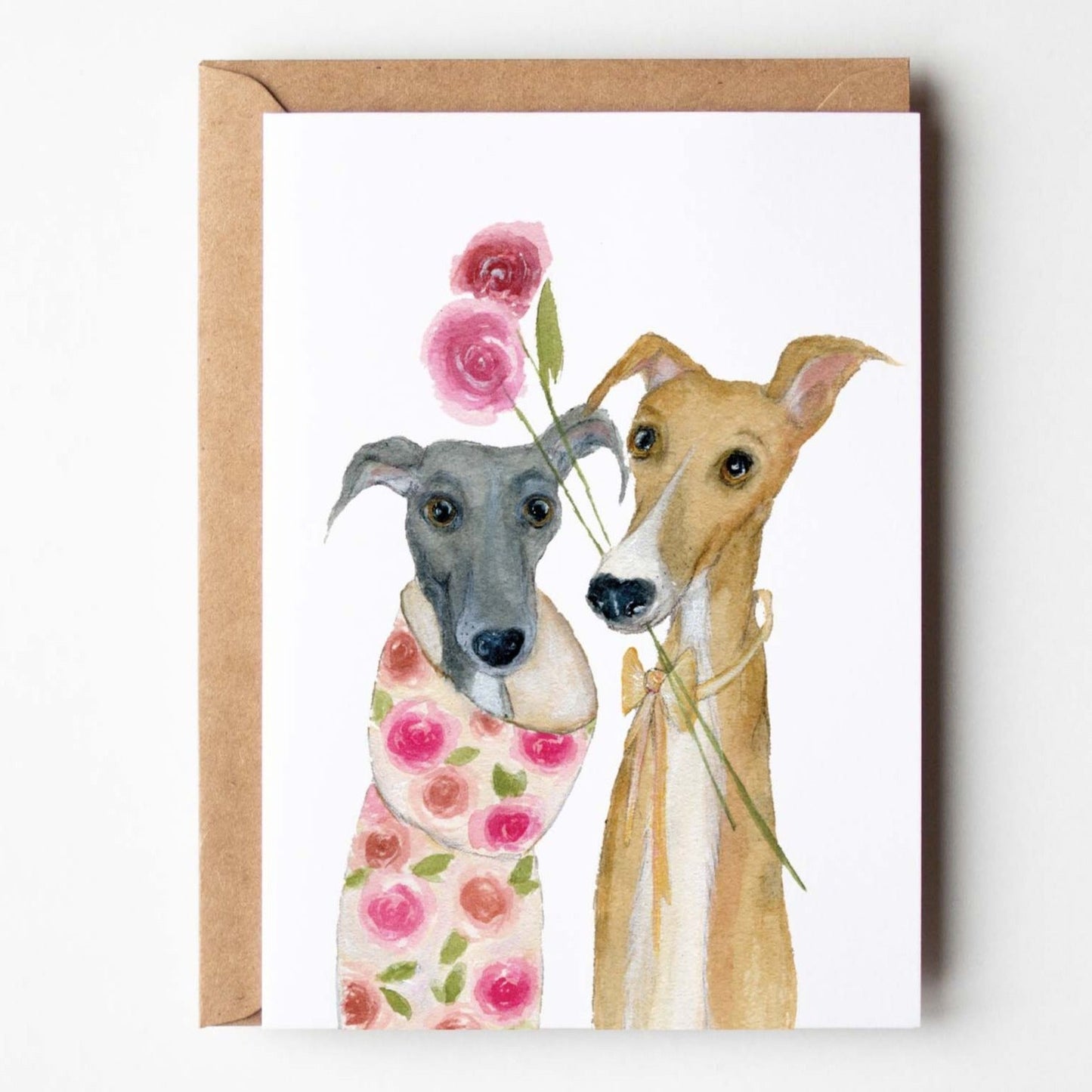 Whippet Birthday Card | Roses