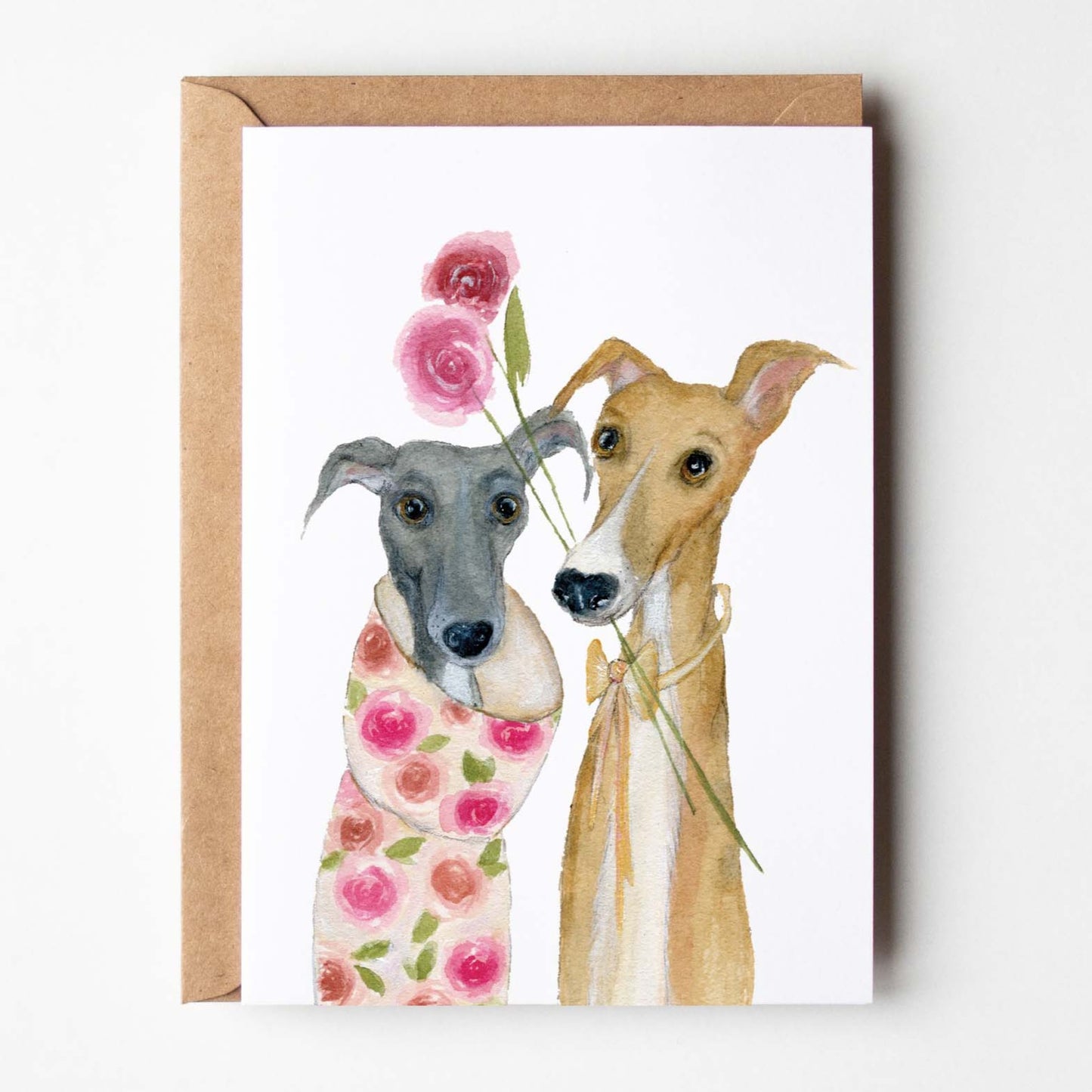 Whippet Birthday Card | Roses