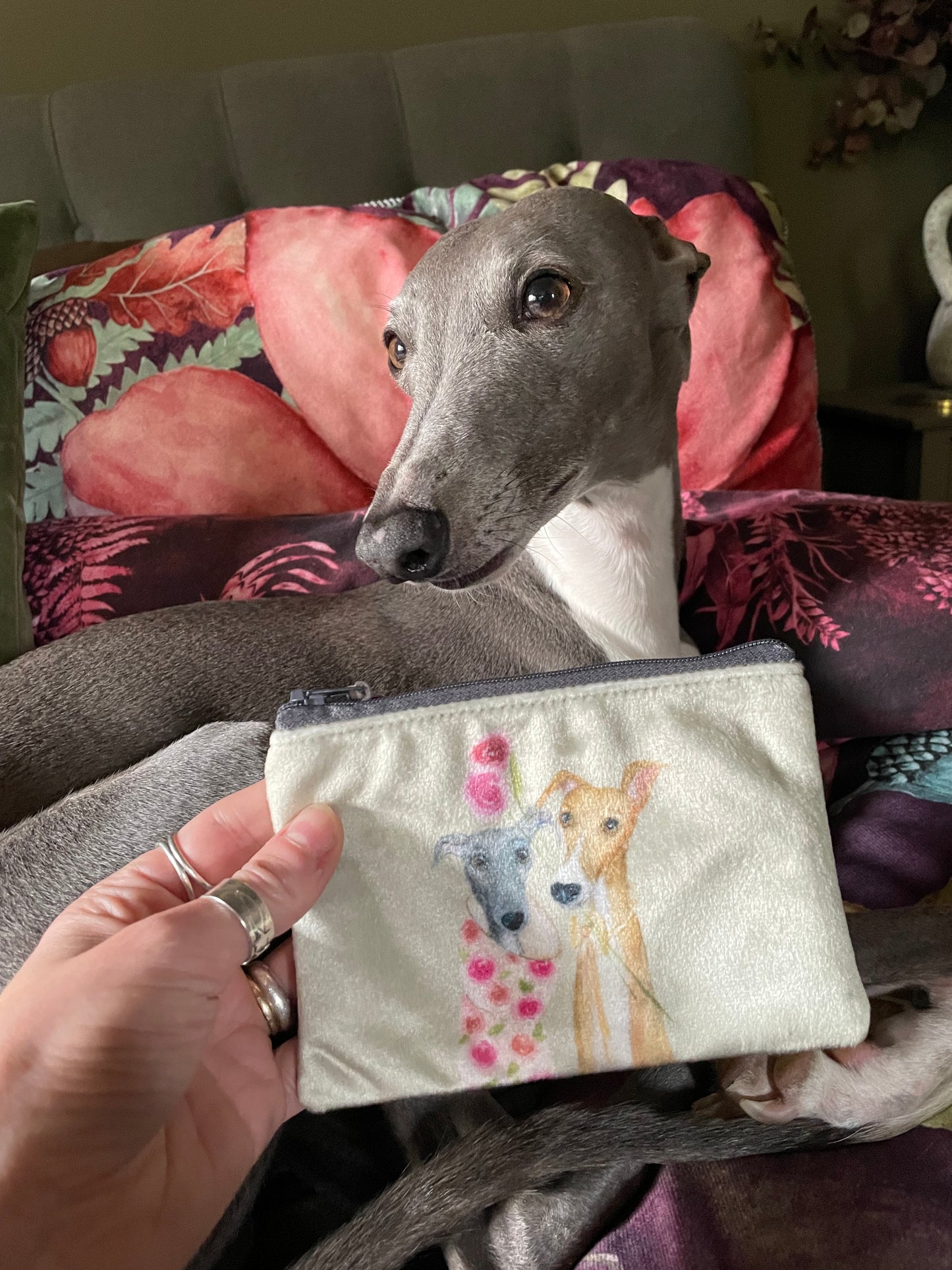 The Roses | Whippet Watercolour Velvet Purse