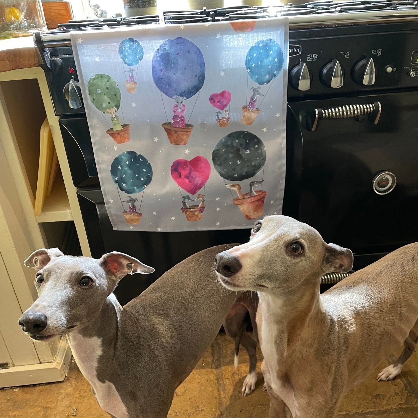 Whippet Cotton Tea Towel | Up, Up & Away