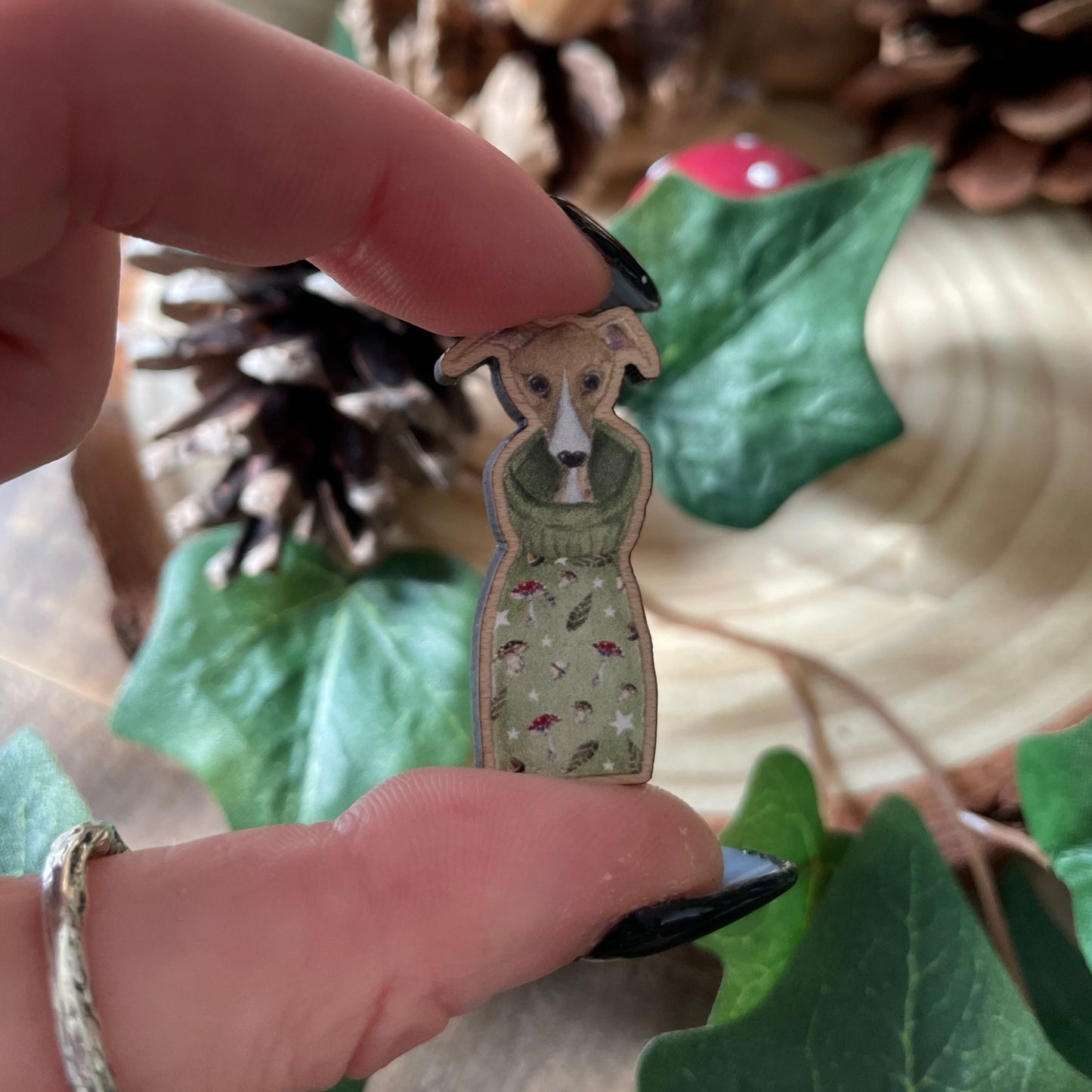 Whippet Wooden Pin Badge | Darling Eric