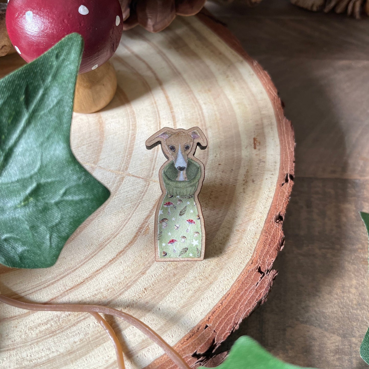 Whippet Wooden Pin Badge | Darling Eric