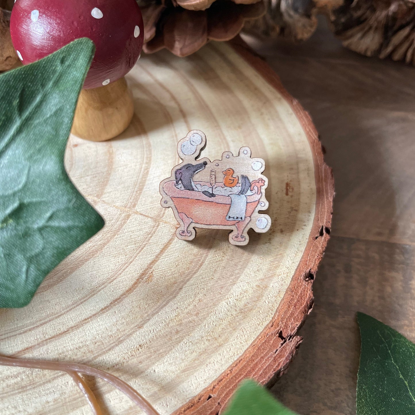 Whippet Wooden Pin Badge | Twiglets Bath