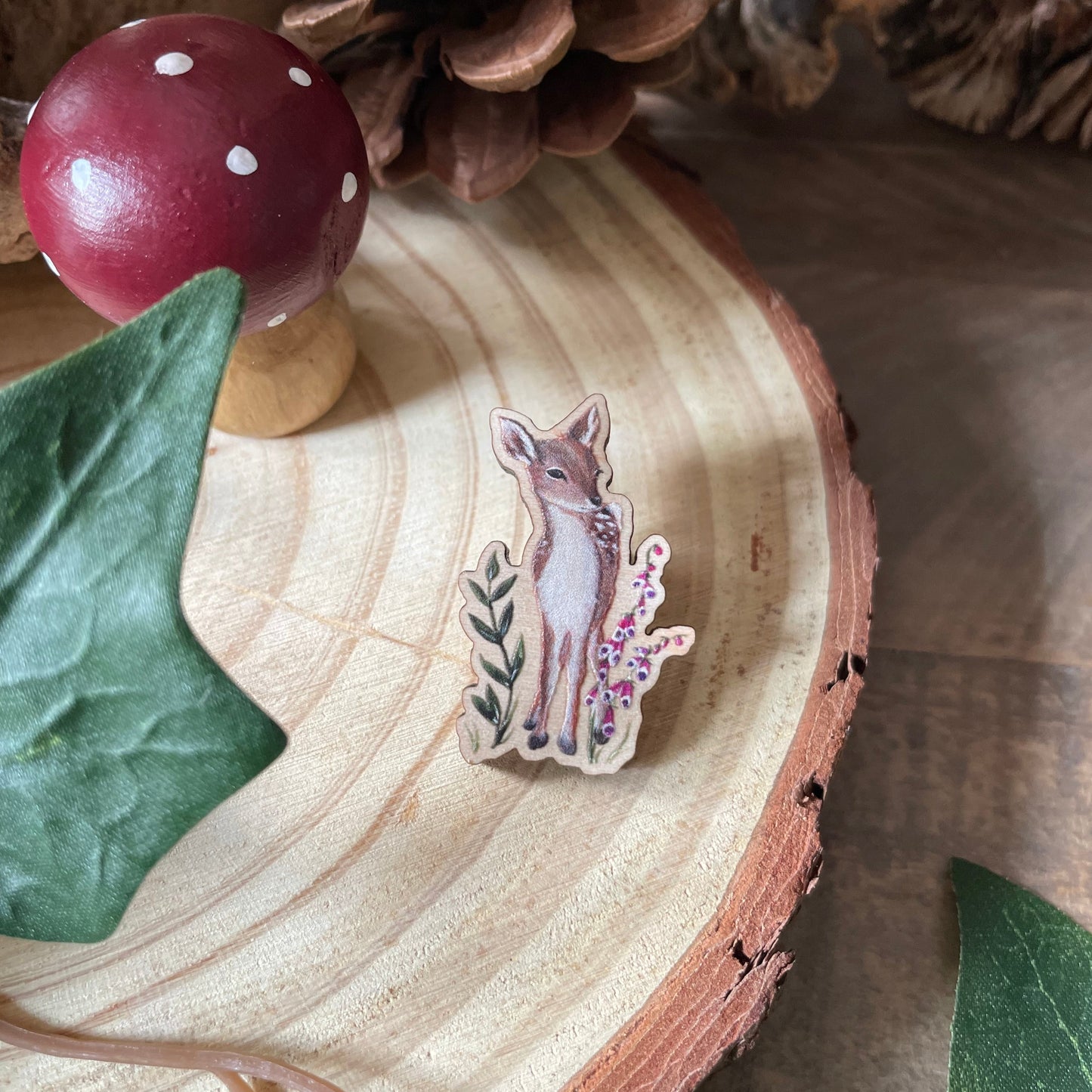 Deer Wooden Pin Badge | Gracie