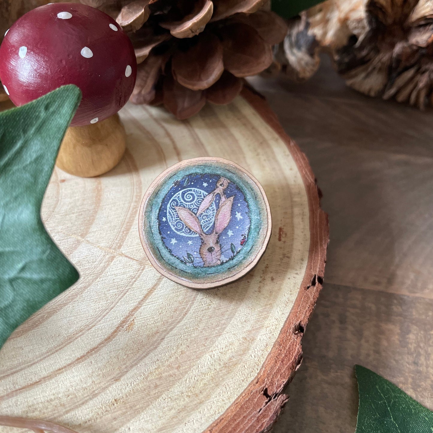 Hare Wooden Pin Badge | Full Moon Hares