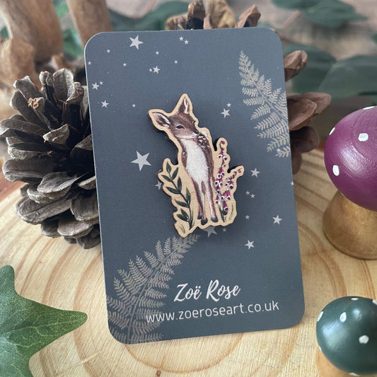 Deer Wooden Pin Badge | Gracie