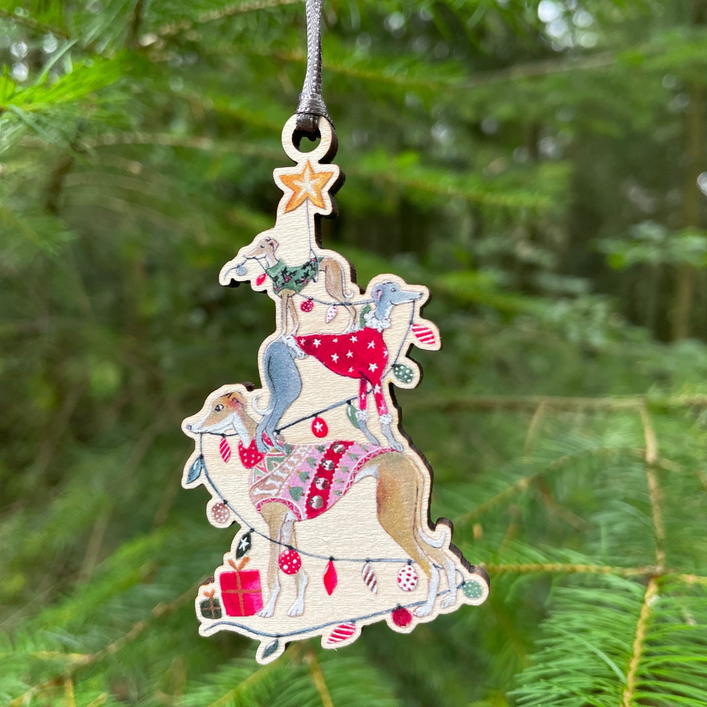 Whippet Christmas Tree | Wooden Decoration