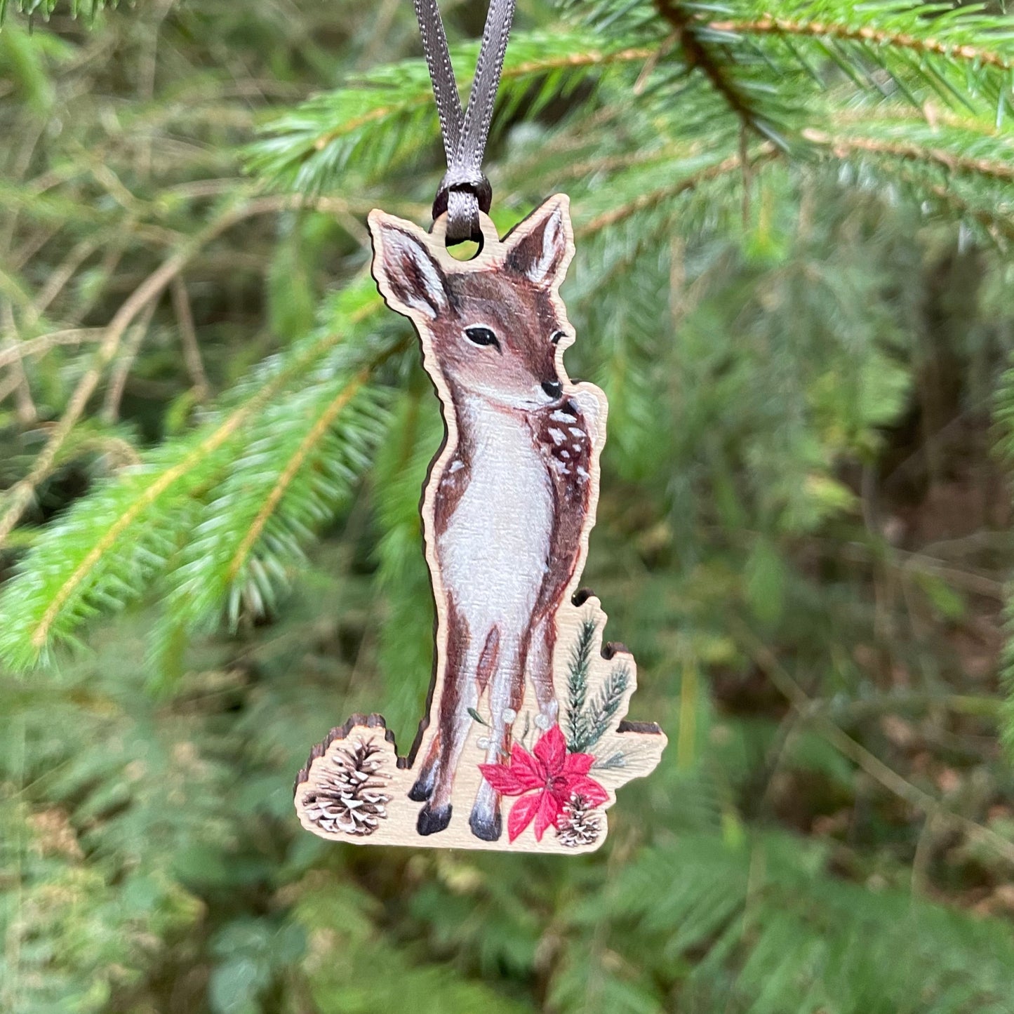 Gracie Festive Deer | Wooden Tree Decoration