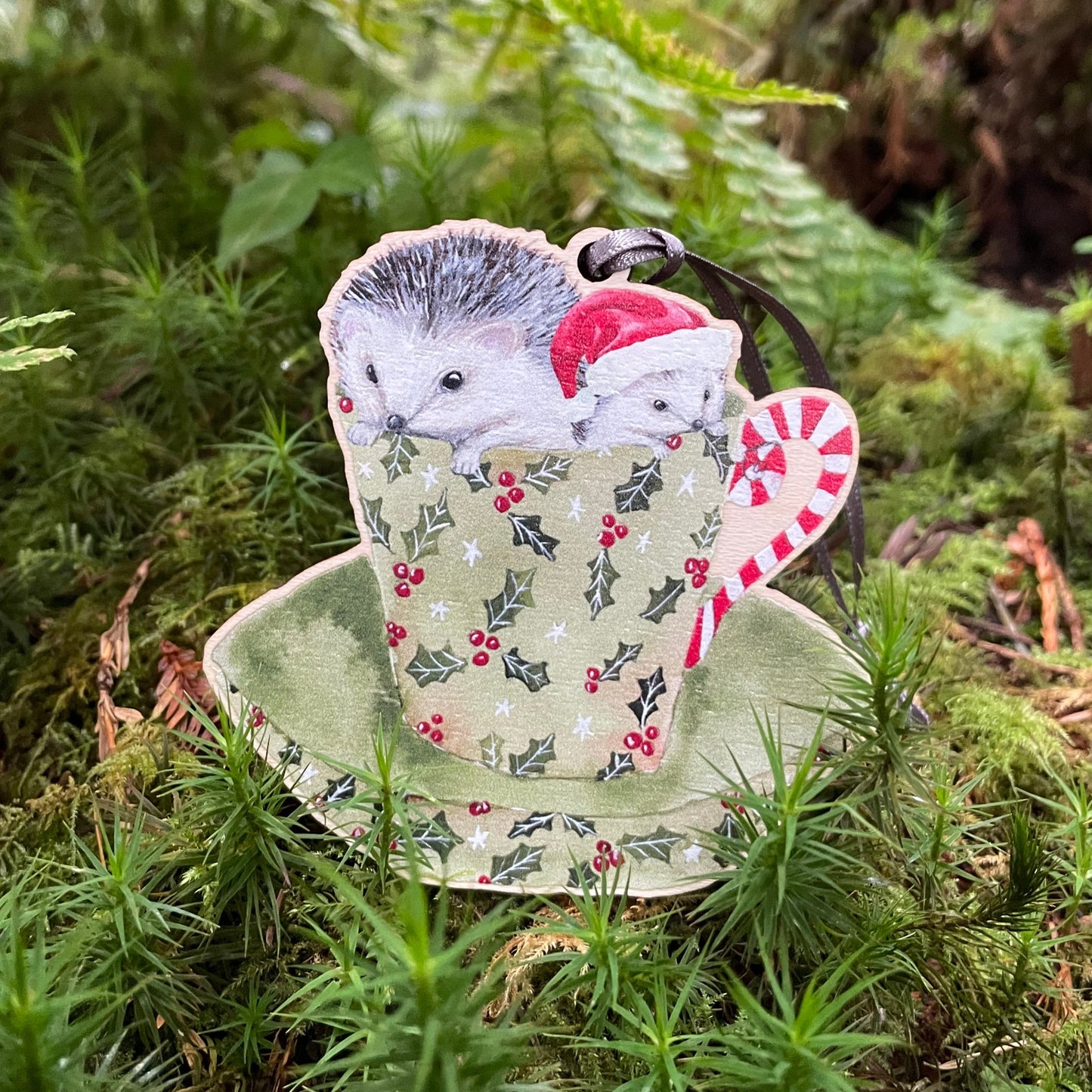 Hedgehog Teacup | Wooden Tree Decoration