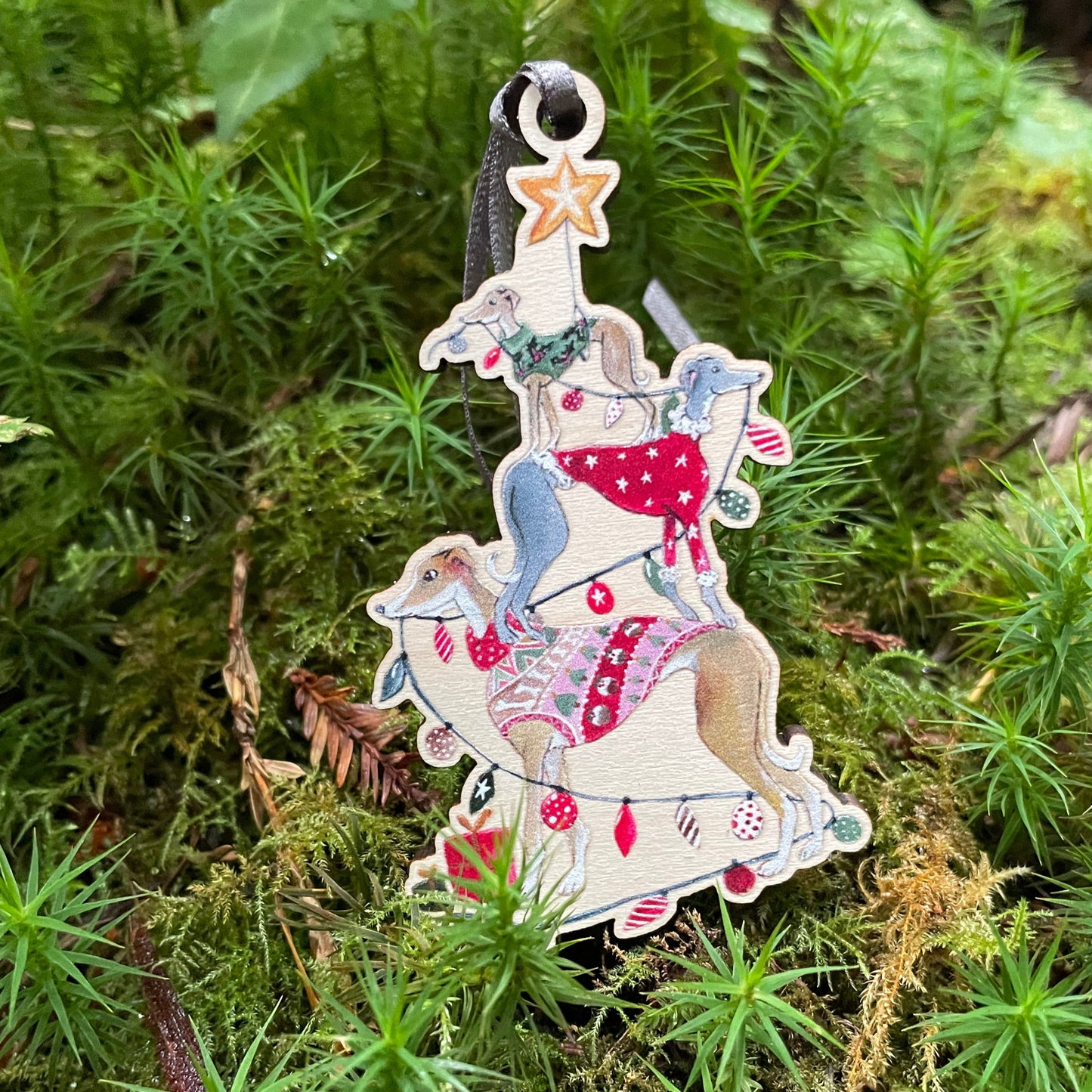 Whippet Christmas Tree | Wooden Decoration