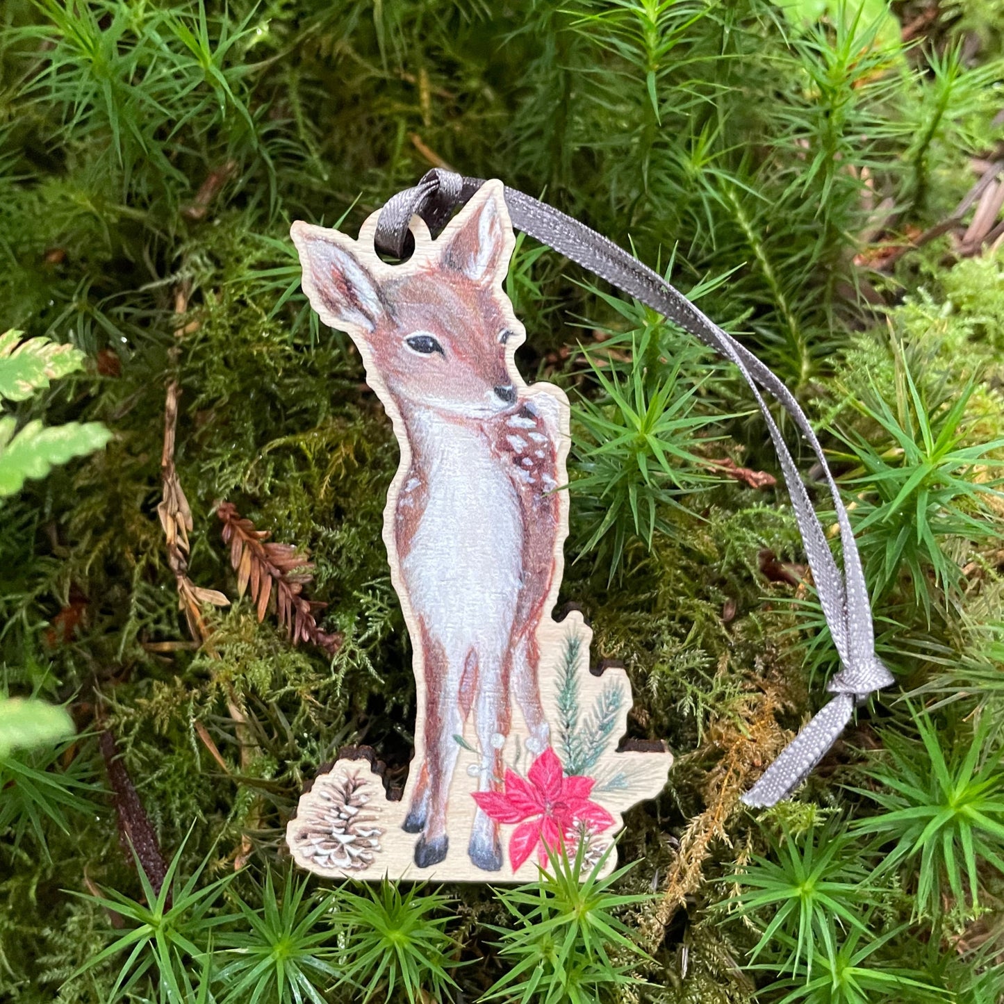 Gracie Festive Deer | Wooden Tree Decoration