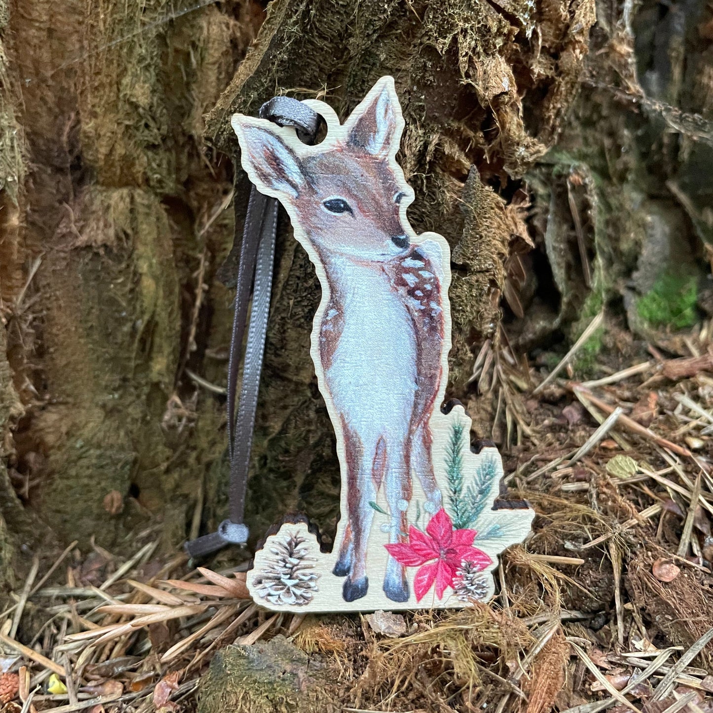 Gracie Festive Deer | Wooden Tree Decoration