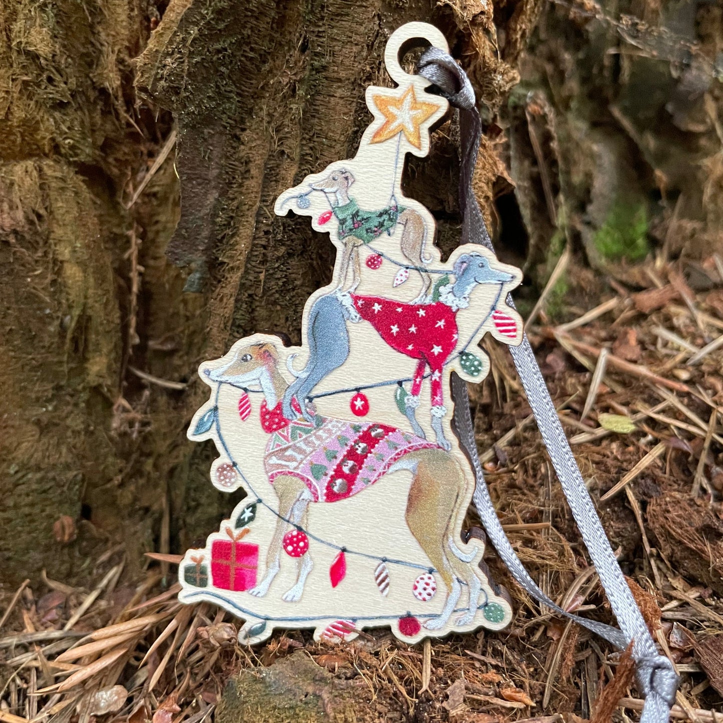 Whippet Christmas Tree | Wooden Decoration