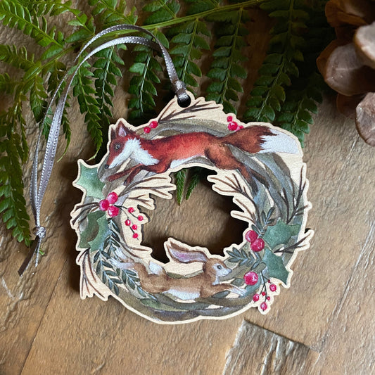 Woodland Wreath | Wooden Tree Decoration