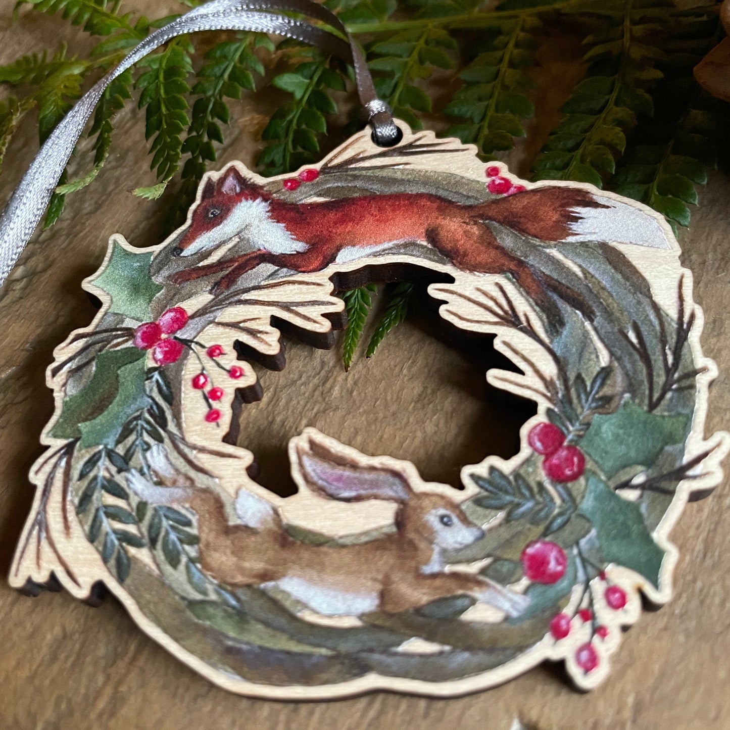 Woodland Wreath | Wooden Tree Decoration