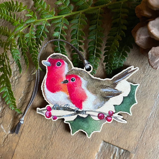 Robins | Wooden Tree Decoration