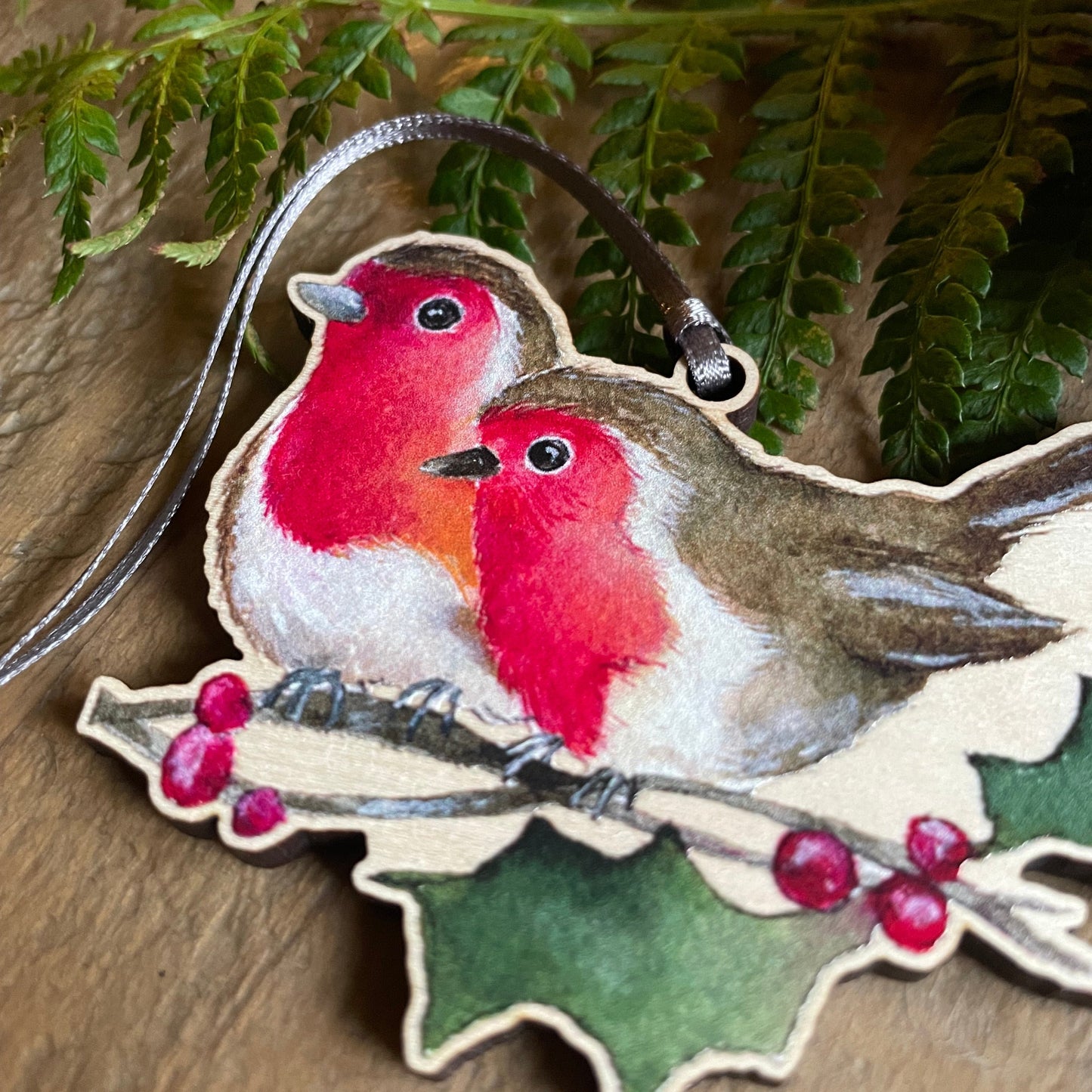 Robins | Wooden Tree Decoration