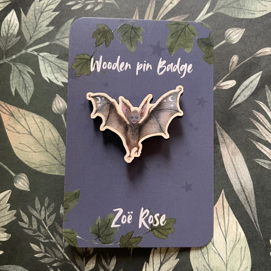 Bat Wooden Pin Badge | Francis