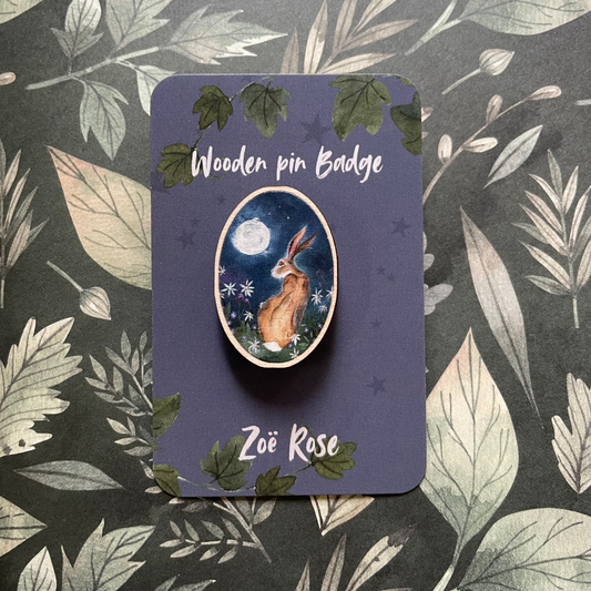 Hare Pin Badge | Moon Glow