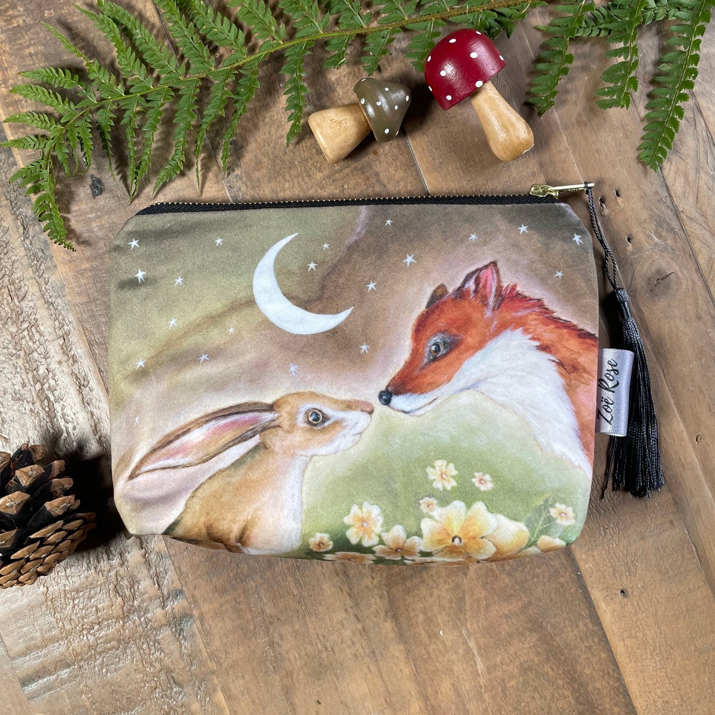 Primrose Meadow | Fox & Hare Watercolour Velvet Cosmetic Bag