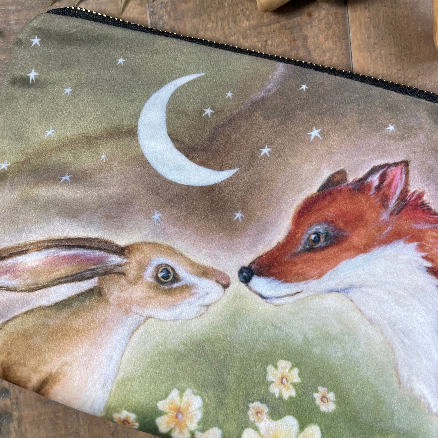 Primrose Meadow | Fox & Hare Watercolour Velvet Cosmetic Bag