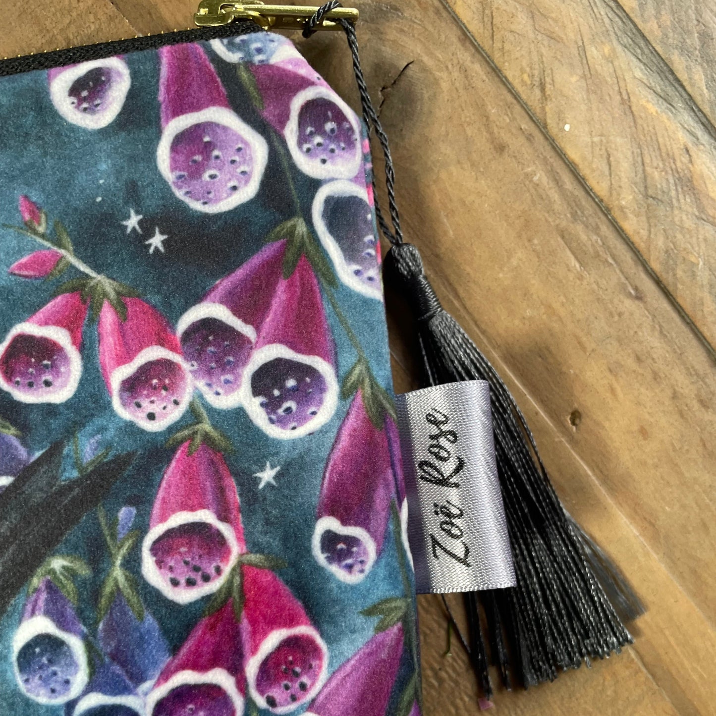 Starry Skies | Blackbird Watercolour Velvet Cosmetic Bag