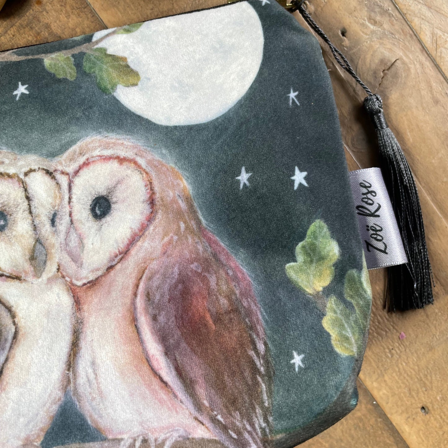 Guardians | Owls Watercolour Velvet Cosmetic Bag