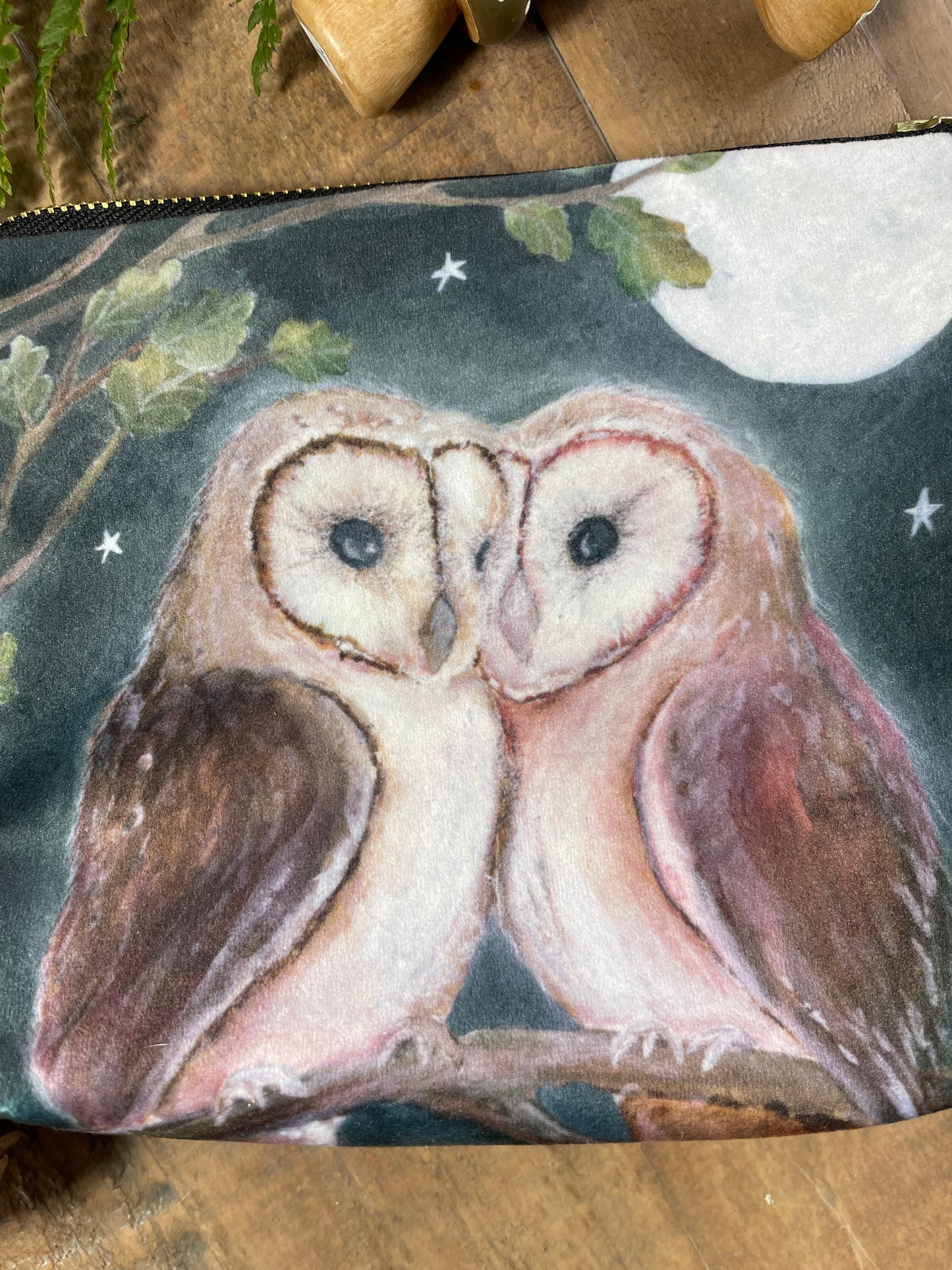 Guardians | Owls Watercolour Velvet Cosmetic Bag