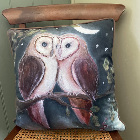 Guardians | Owls Watercolour Velvet Cushion