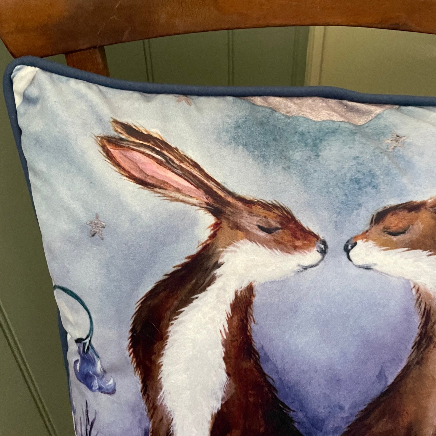 Beltane Hares | Hare Watercolour Velvet Cushion