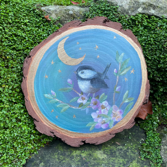 Original Woodslice Artwork | Coat tit | Sweatheart