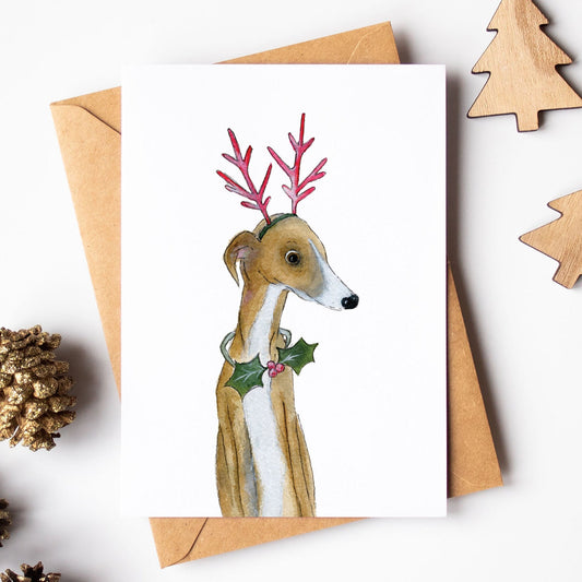 Whippet Festive Card | Santa's Little Helper