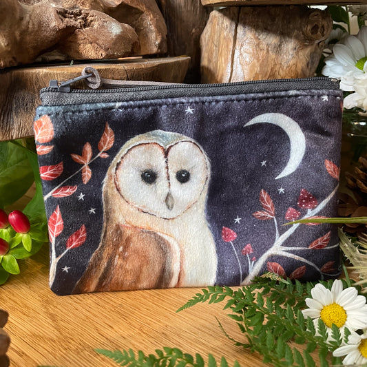 Midnight Owl | Owl Watercolour Velvet Coin Purse