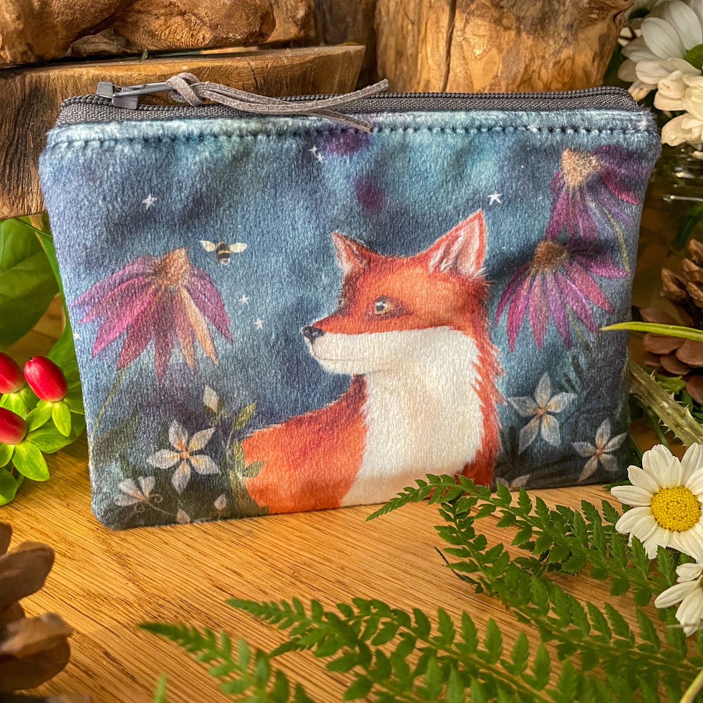 Fox & Bee  | Fox Watercolour Velvet Coin Purse