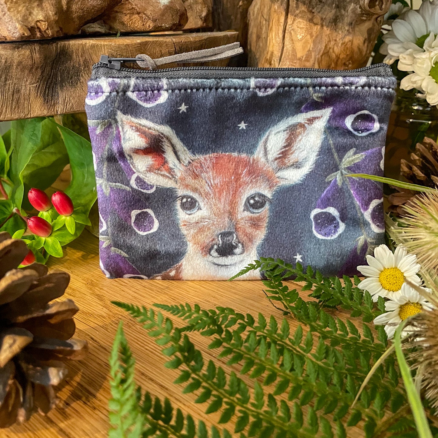 Florence  | Deer Watercolour Velvet Coin Purse