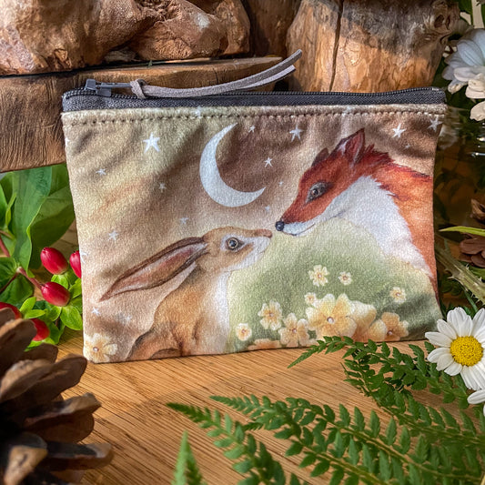 Primrose Meadow | Hare & Fox Watercolour Velvet Coin Purse