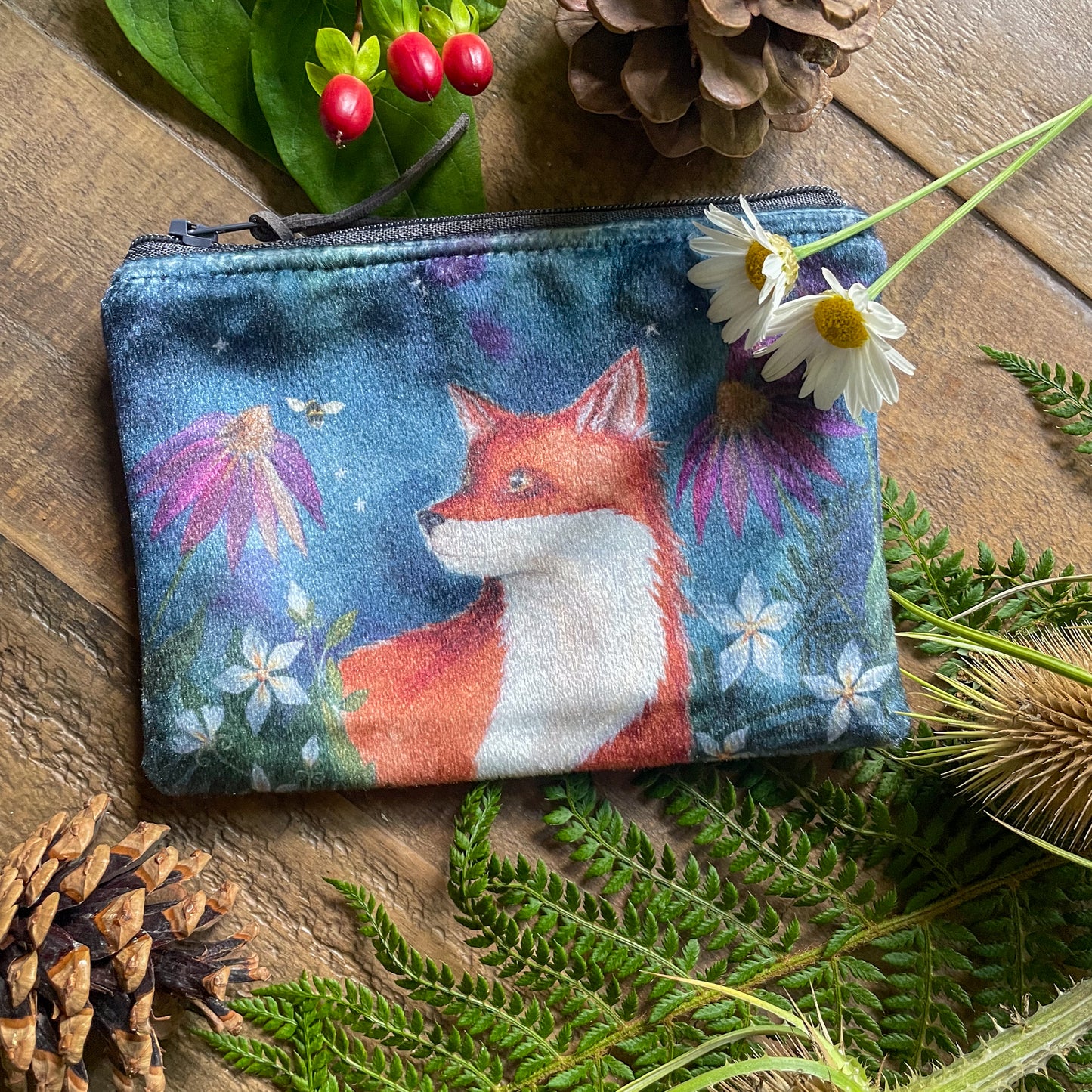 Fox & Bee  | Fox Watercolour Velvet Coin Purse