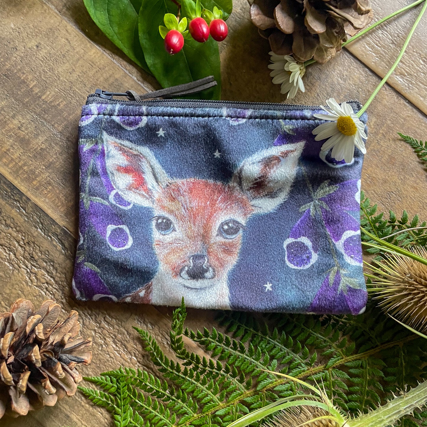 Florence  | Deer Watercolour Velvet Coin Purse