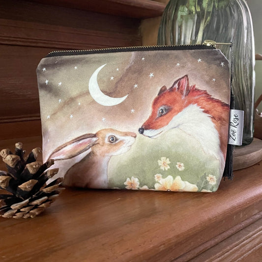 Primrose Meadow | Fox & Hare Watercolour Velvet Cosmetic Bag