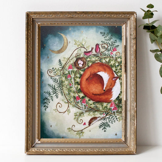 Fox Nest Fine Art Print | Gold Embellished