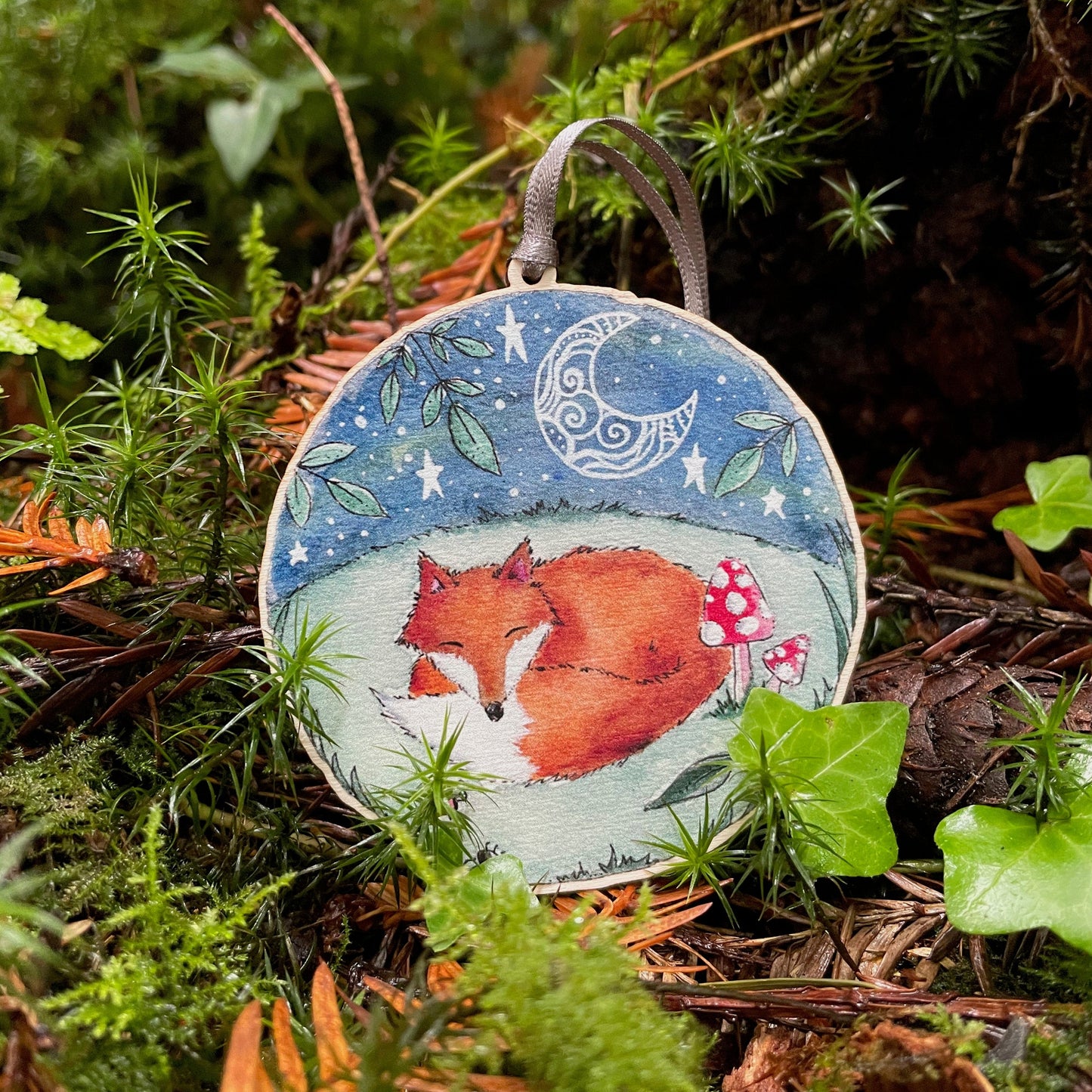 Sleeping Fox | Wooden Tree Decoration