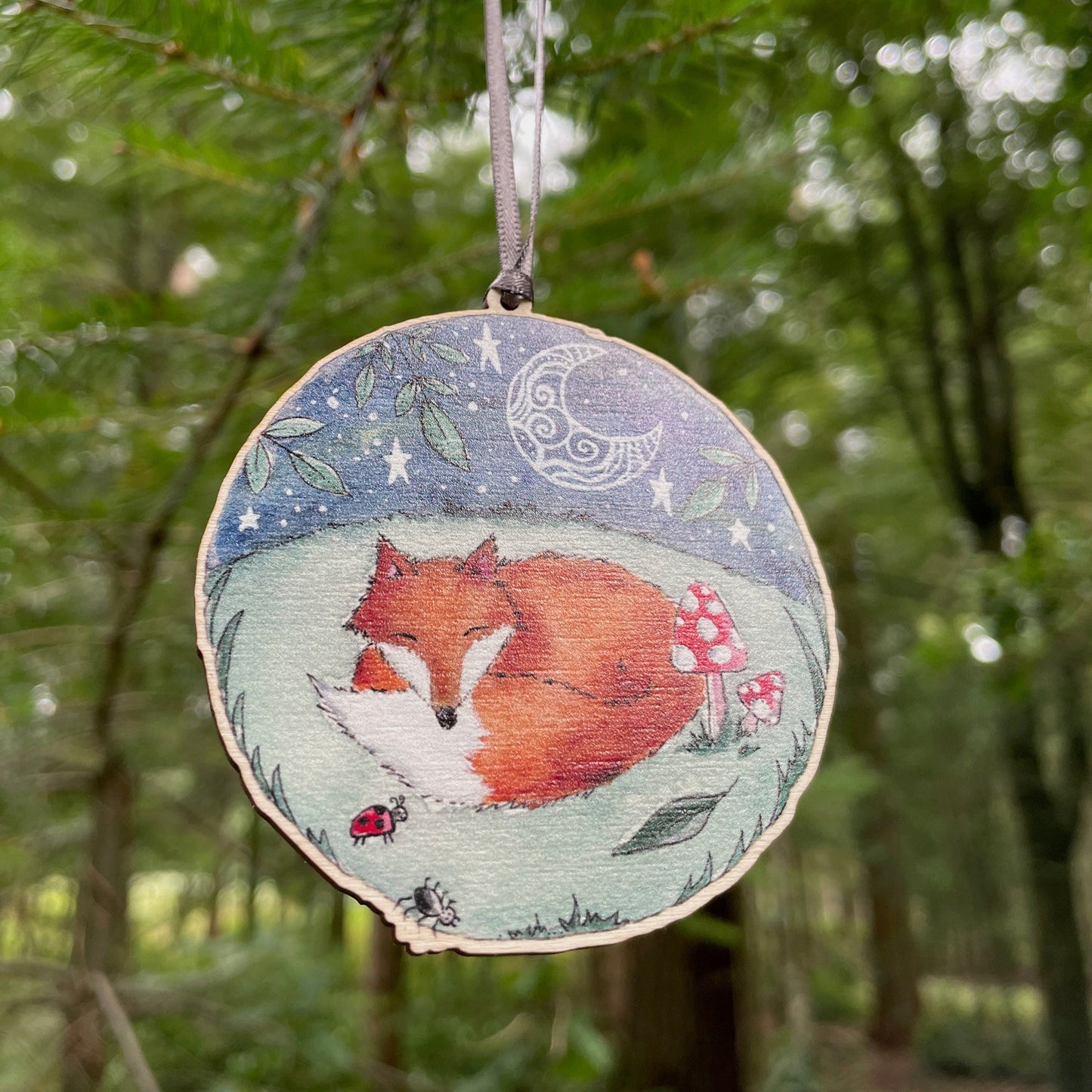 Sleeping Fox | Wooden Tree Decoration